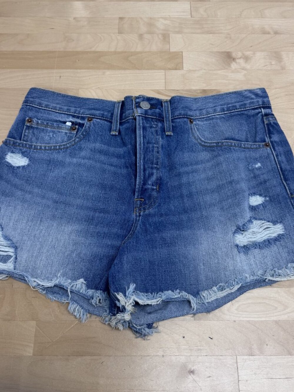 Frye Festival Distress Denim Button Fly Vintage Fit Shorts Women SIZE 30